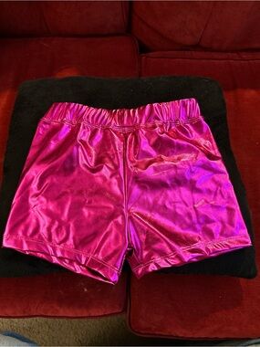 NWOT Girls Metallic Fuchsia Athletic Shorts with Elastic Waist